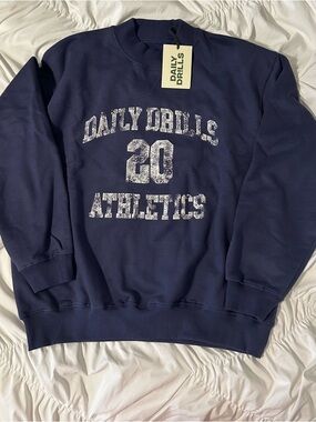 Daily Drills Navy Crewneck Sweatshirt with Distressed '20 Athletics' Graphic